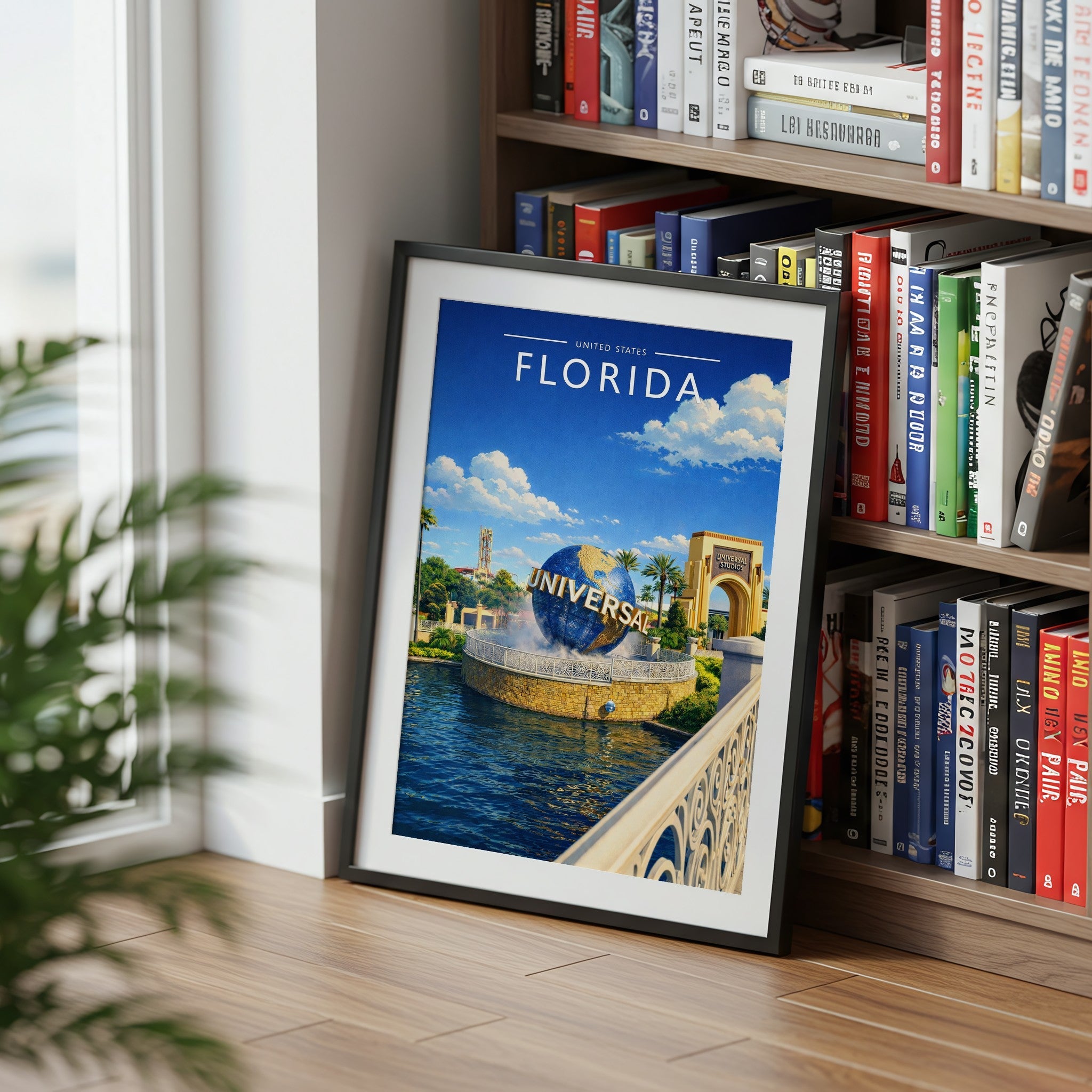 Florida Travel Poster mounted in a black frame