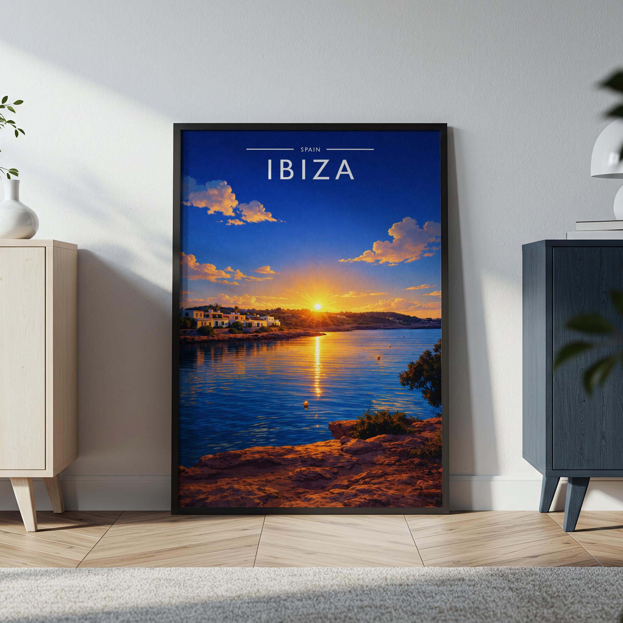Ibiza #10 Travel Poster in a black frame
