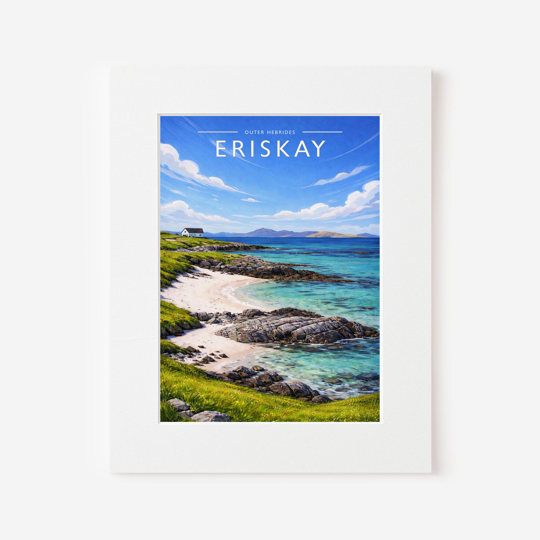 Eriskay Travel Poster in a white mount