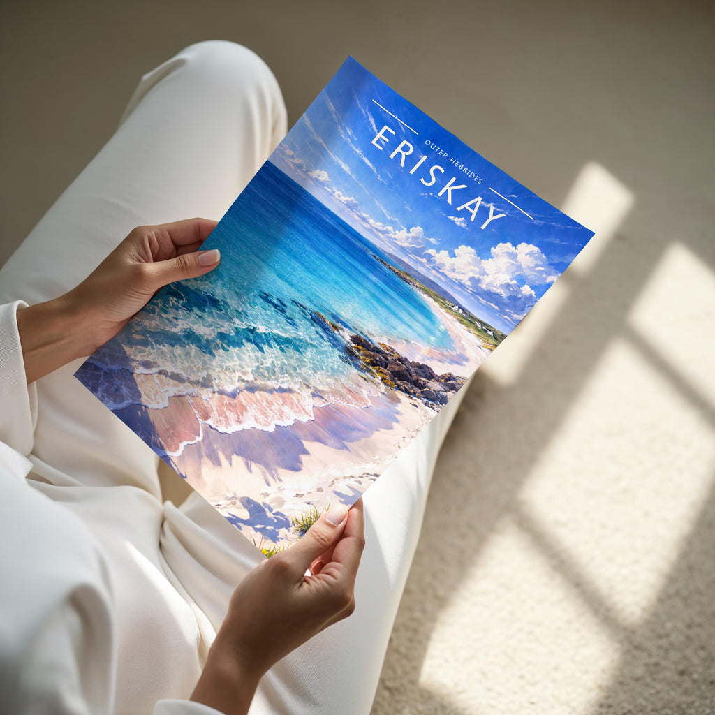 Eriskay #2 Travel Poster - A4 print held in hand