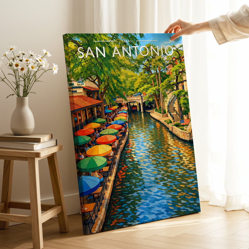 San Antonio Travel Poster as a gallery-wrapped canvas