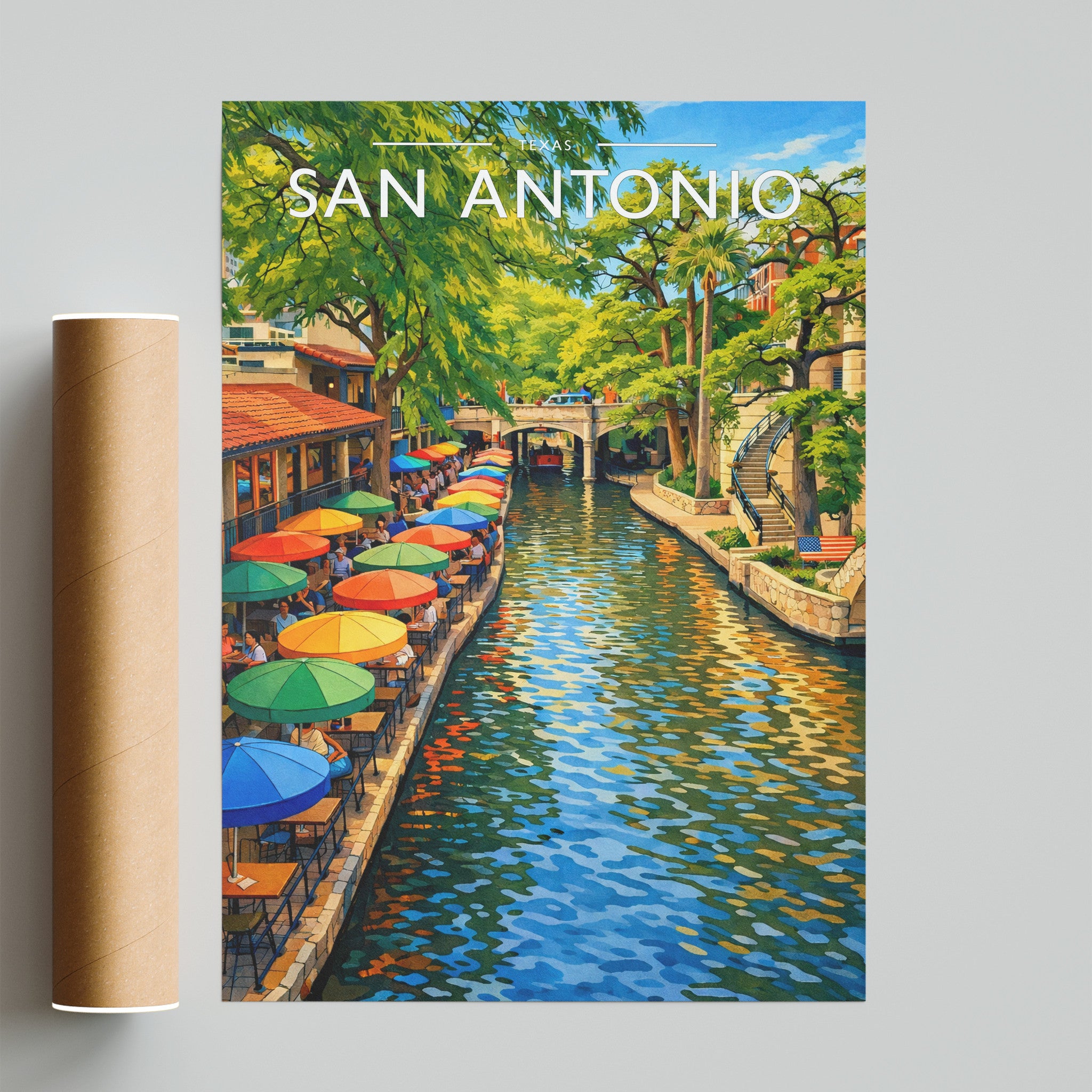 San Antonio Travel Poster - fine art print with shipping tube