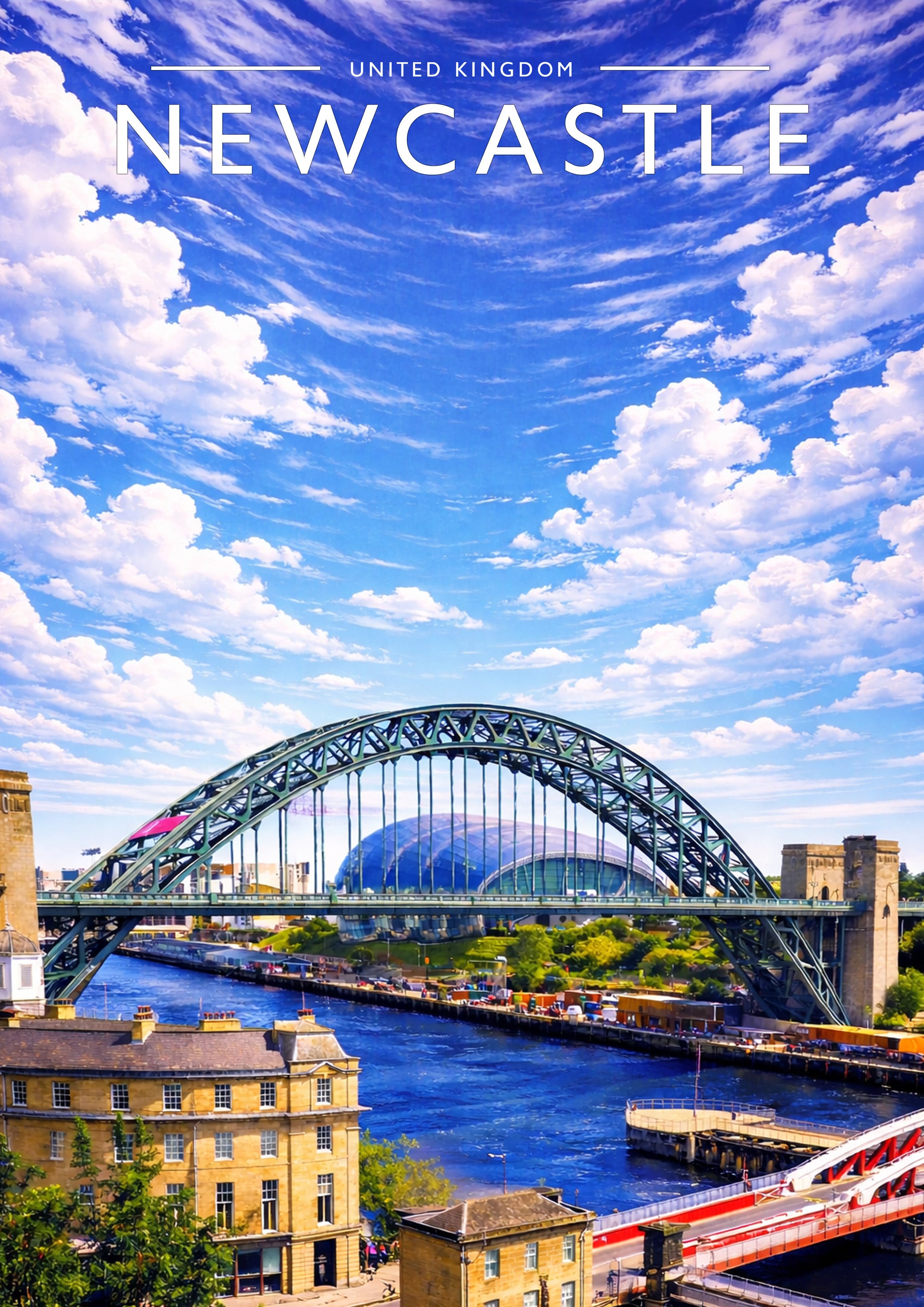Newcastle Travel Poster - A4 travel poster print