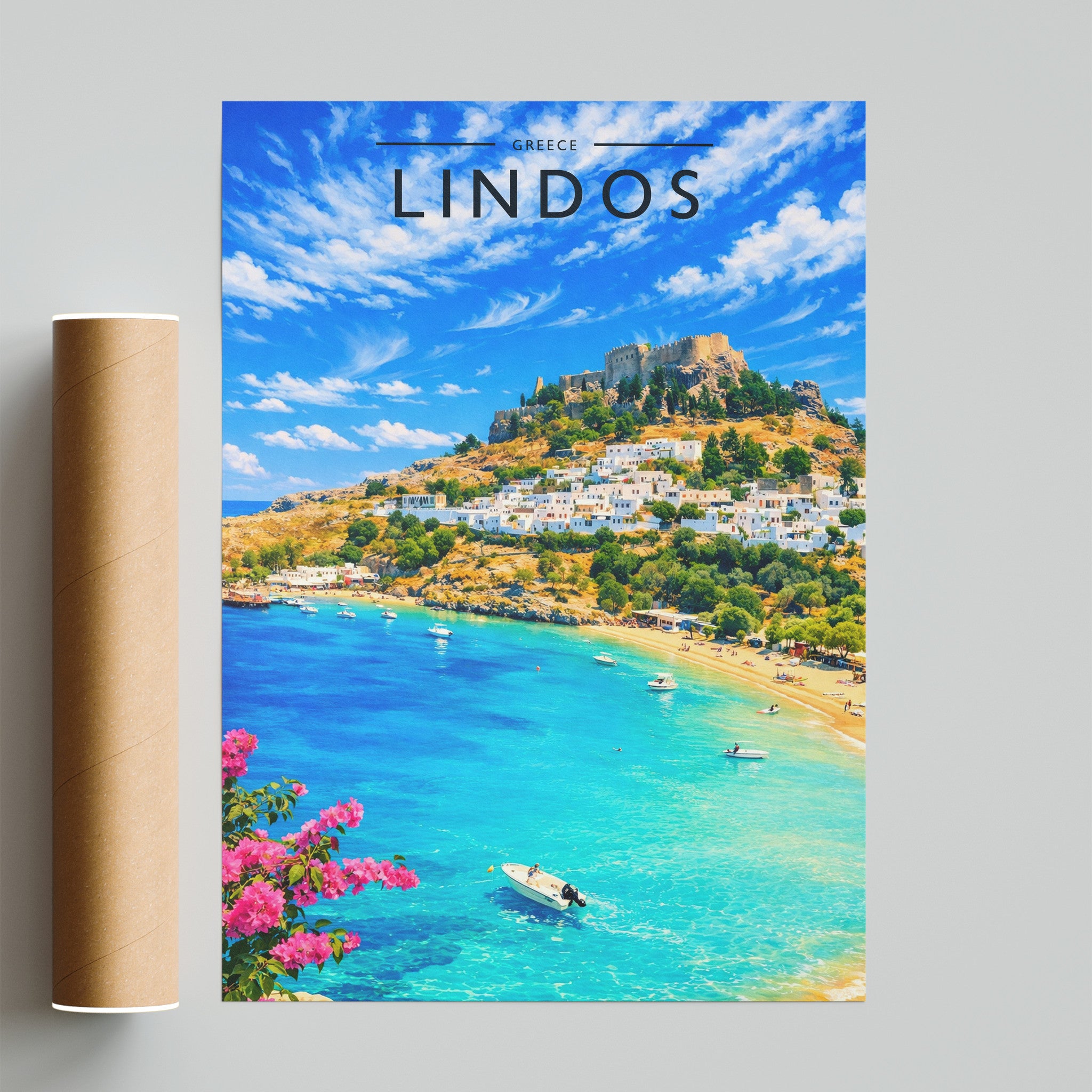 Lindos #2 Travel Poster - fine art print with shipping tube