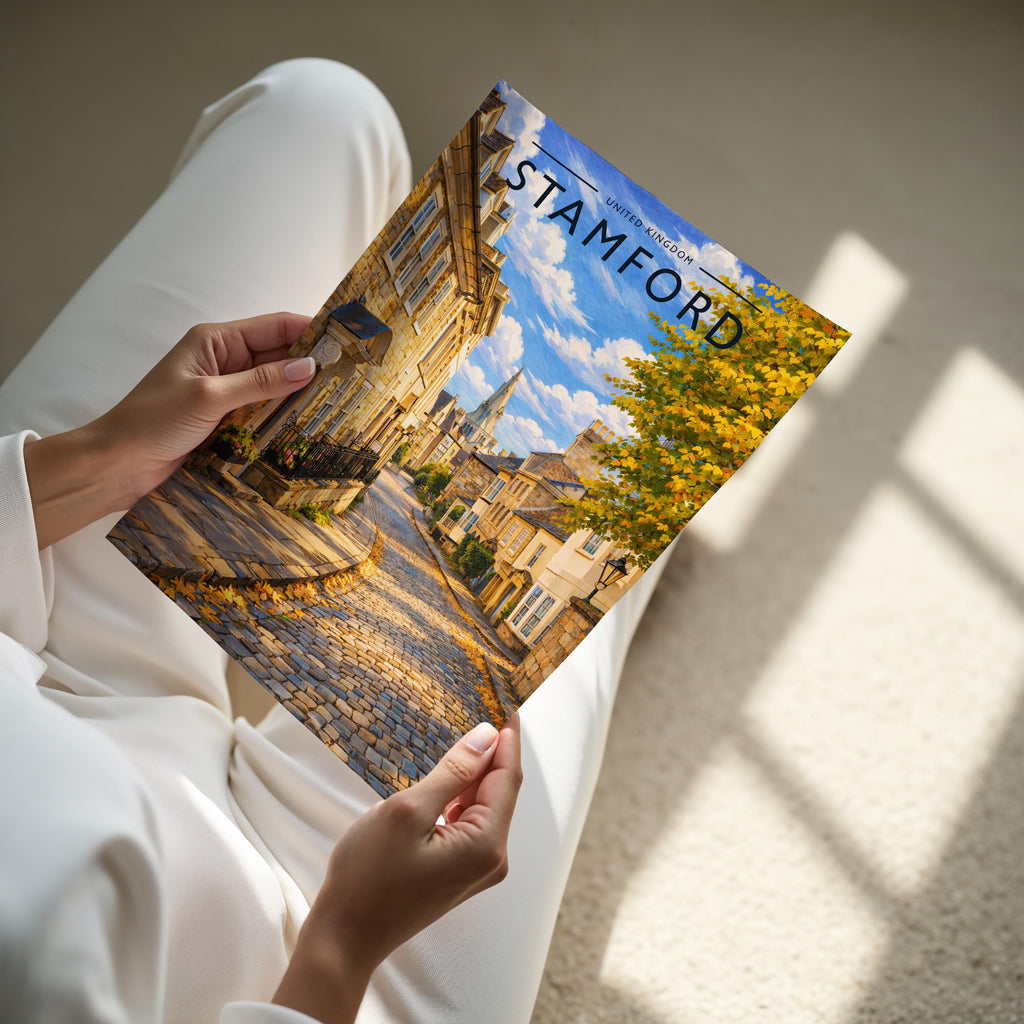 Stamford #9 Travel Poster - A4 print held in hand