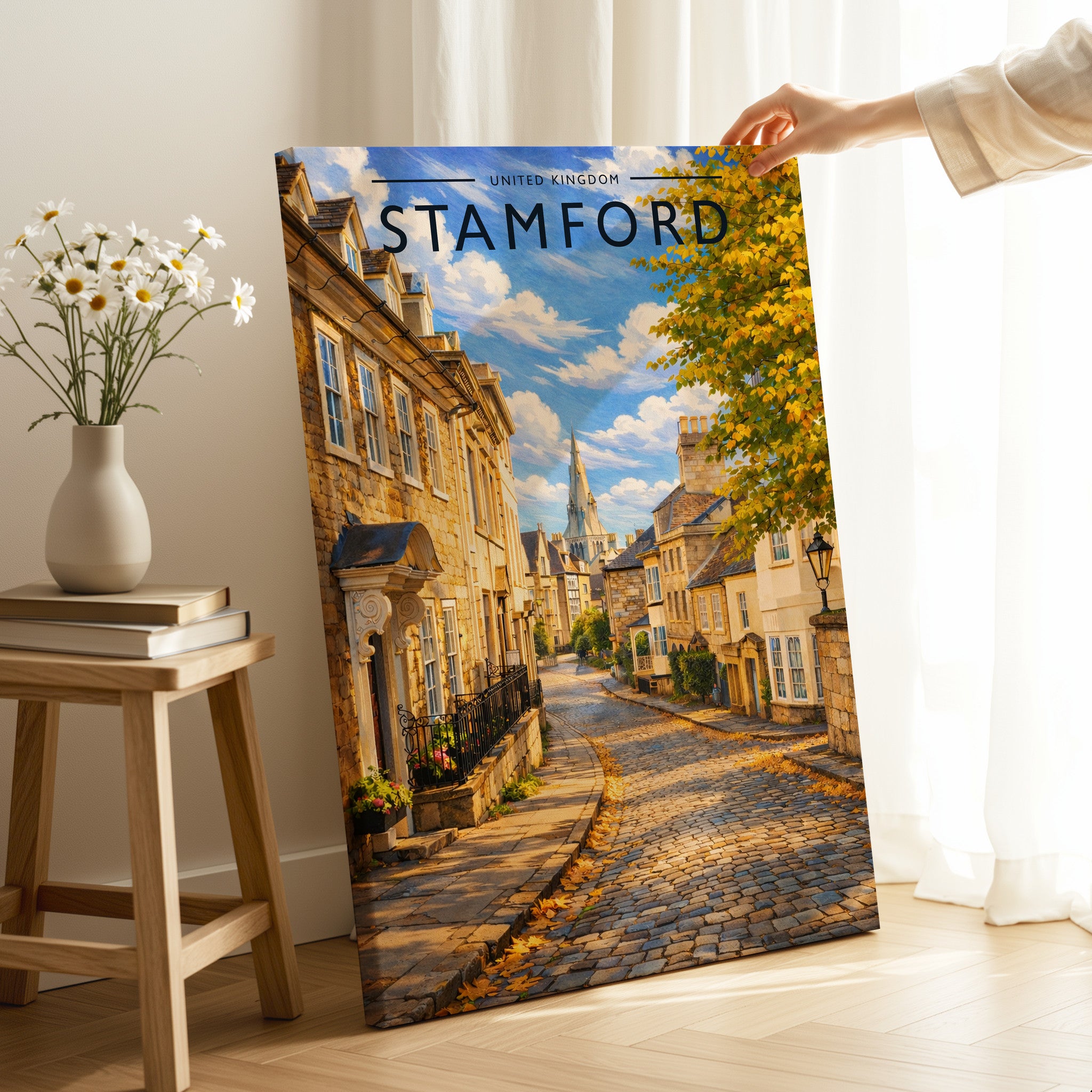 Stamford #9 Travel Poster as a gallery-wrapped canvas