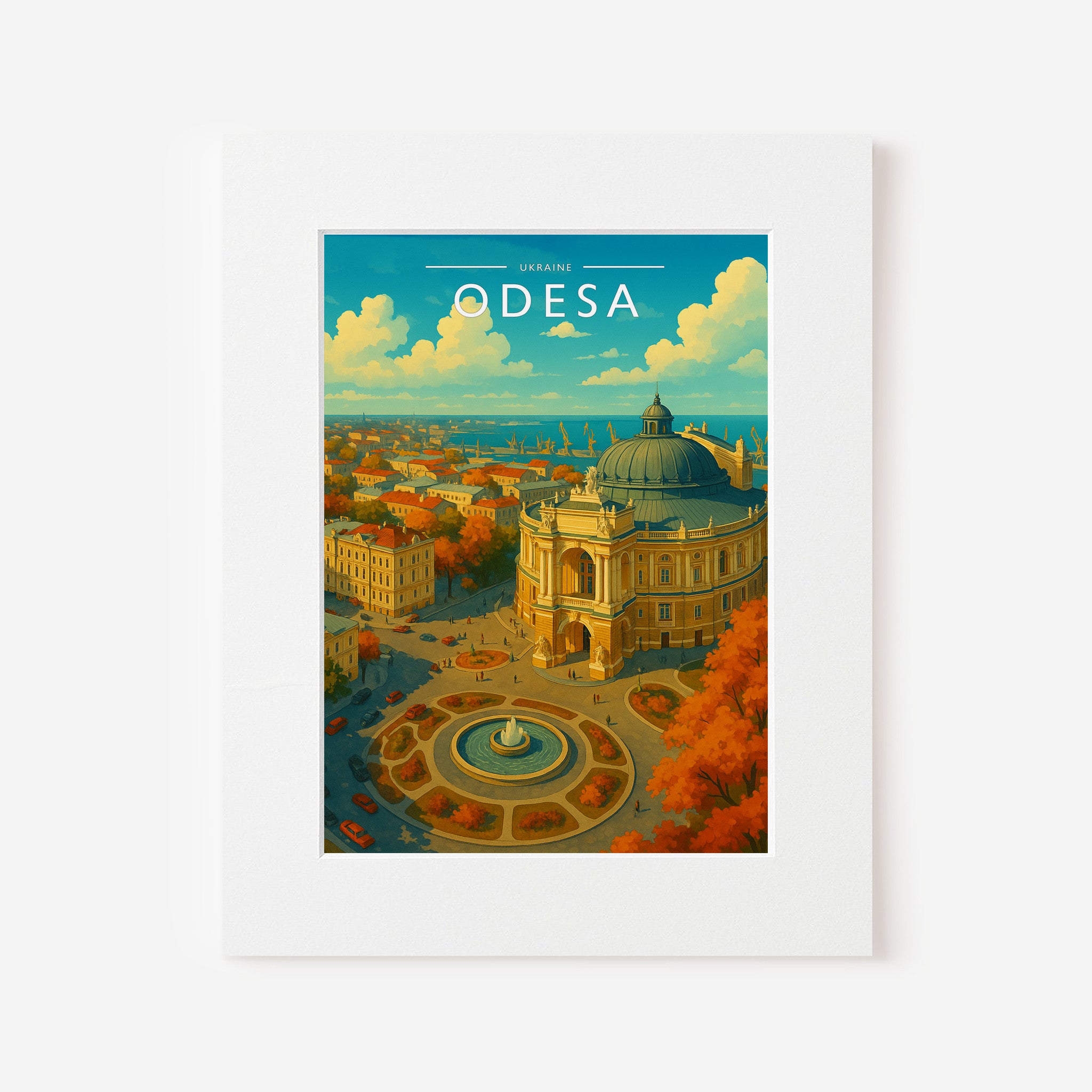 Odesa Travel Poster in a white mount