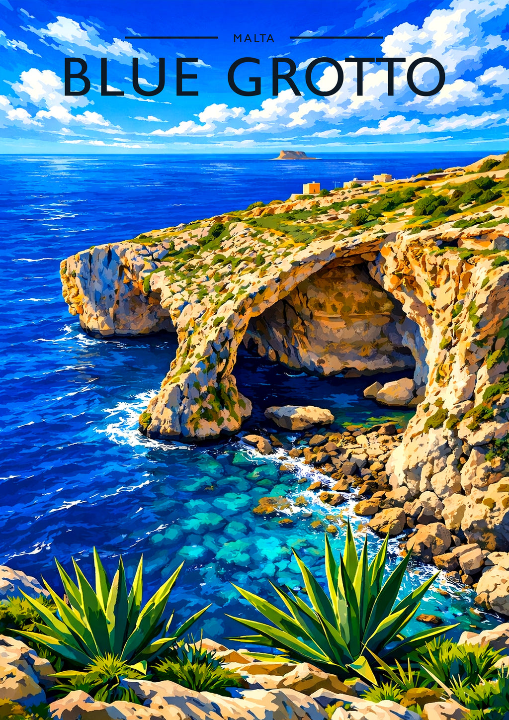 Blue Grotto Travel Poster - A4 travel poster print