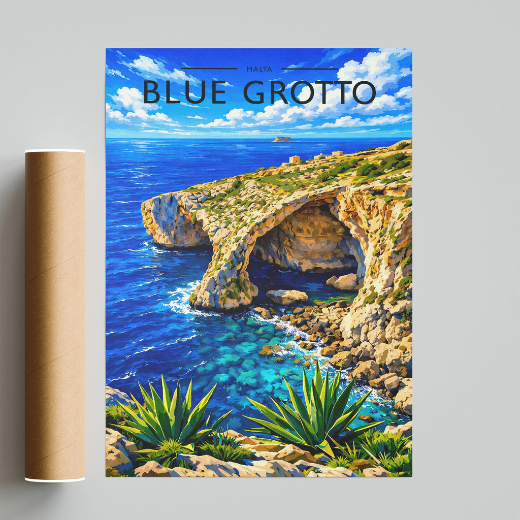 Blue Grotto Travel Poster - fine art print with shipping tube