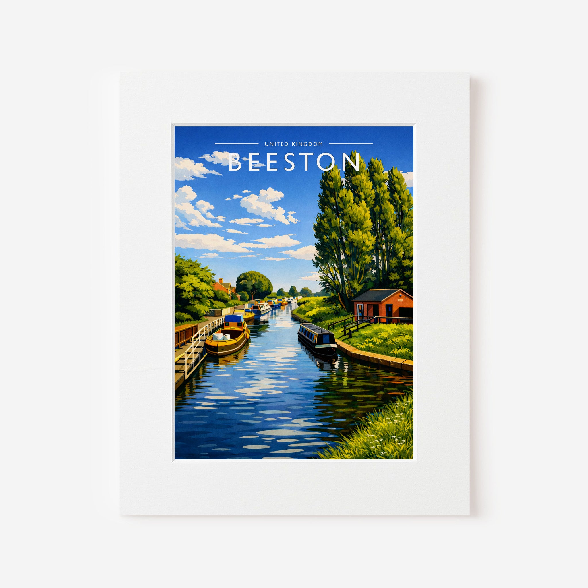 Beeston Travel Poster in a white mount