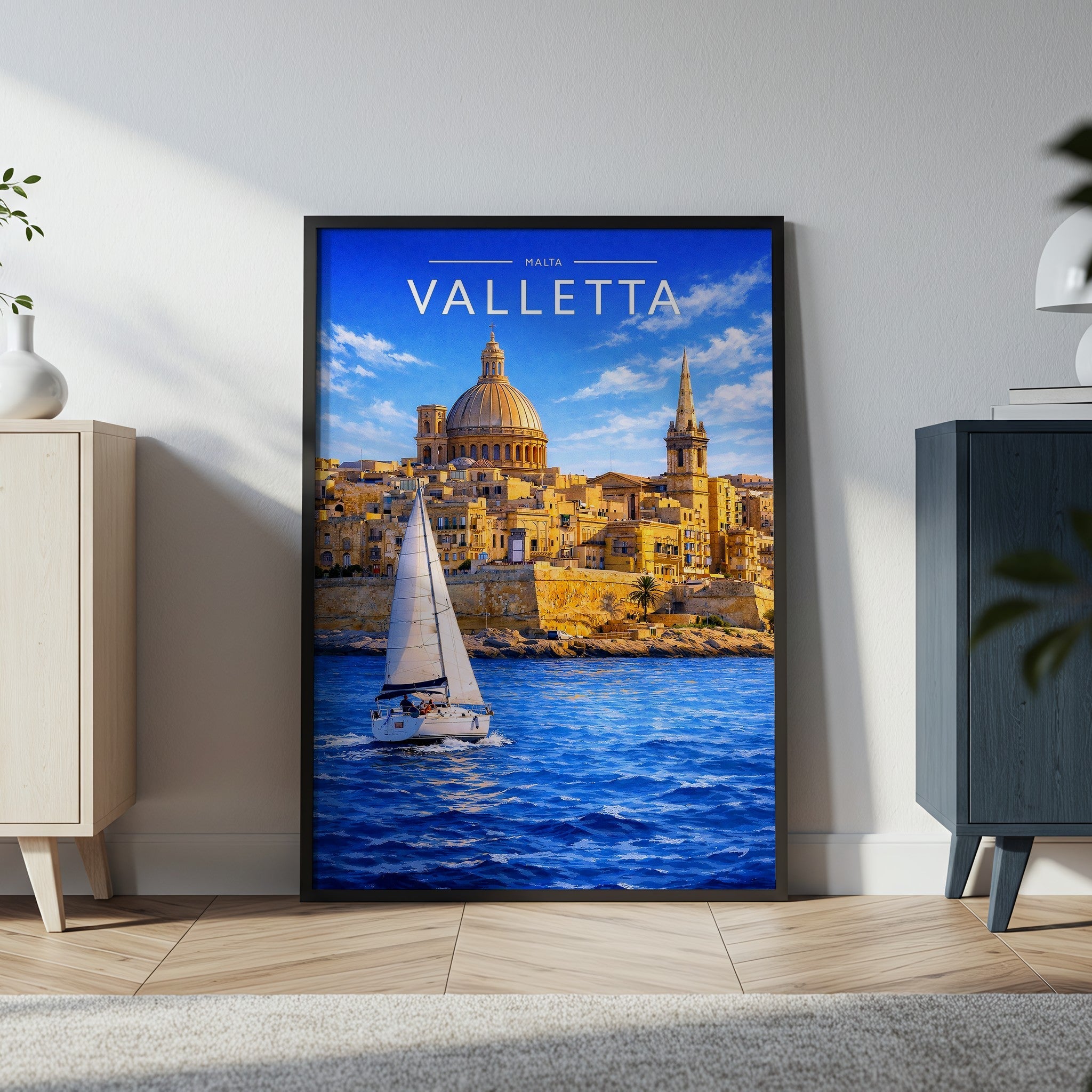 Valletta #2 Travel Poster in a black frame