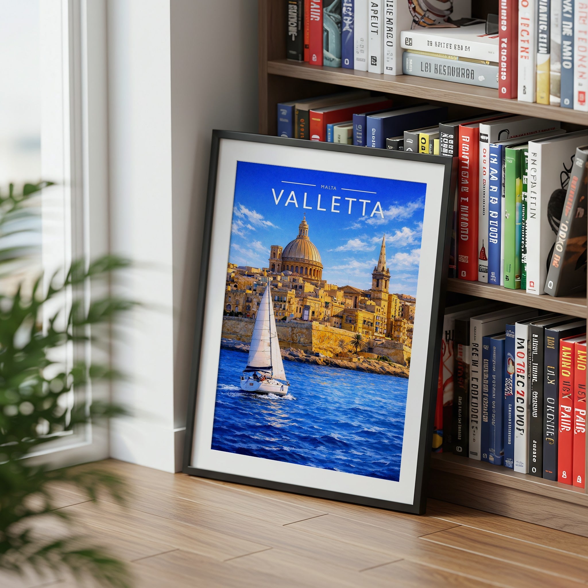 Valletta #2 Travel Poster mounted in a black frame