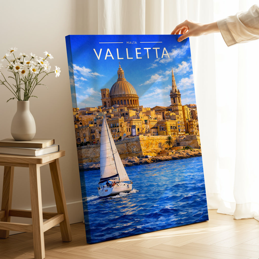 Valletta #2 Travel Poster as a gallery-wrapped canvas