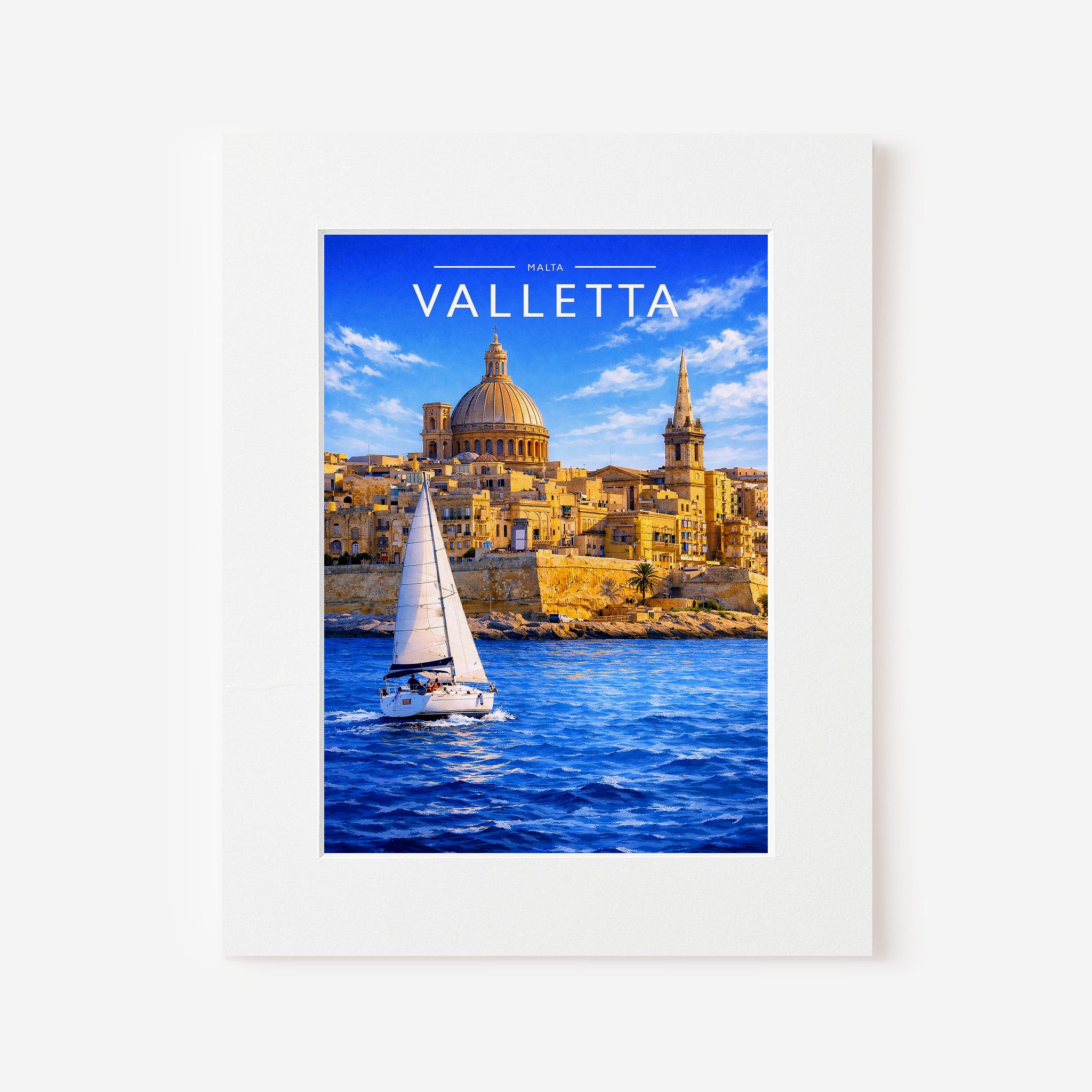 Valletta #2 Travel Poster in a white mount