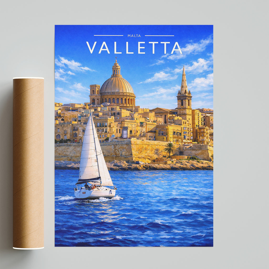Valletta #2 Travel Poster - fine art print with shipping tube