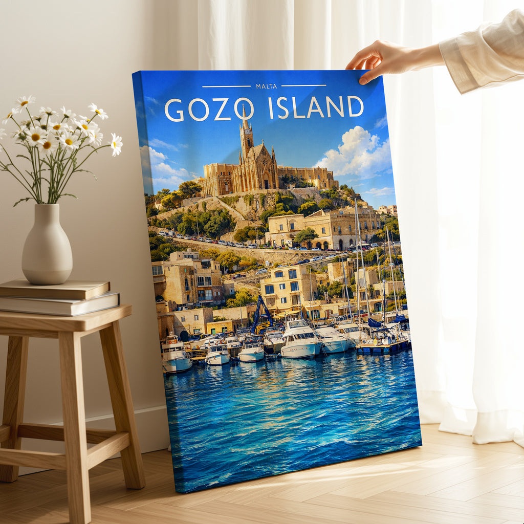 Gozo Island Travel Poster as a gallery-wrapped canvas
