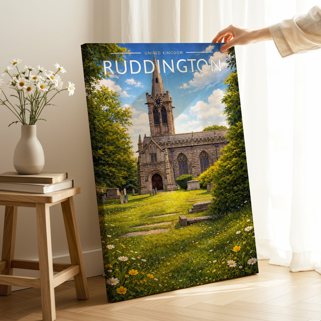 Ruddington Travel Poster as a gallery-wrapped canvas