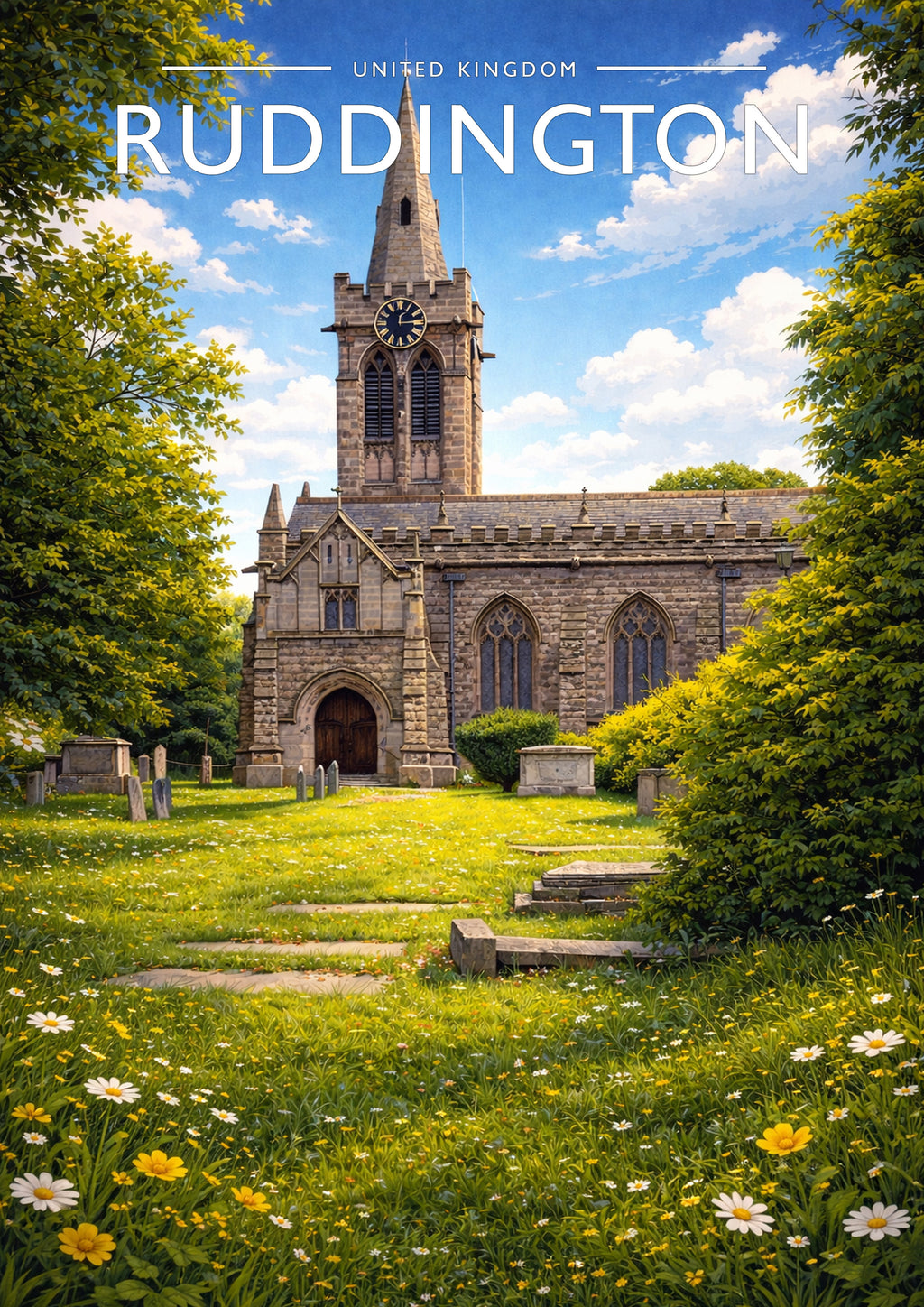 Ruddington Travel Poster - A4 travel poster print