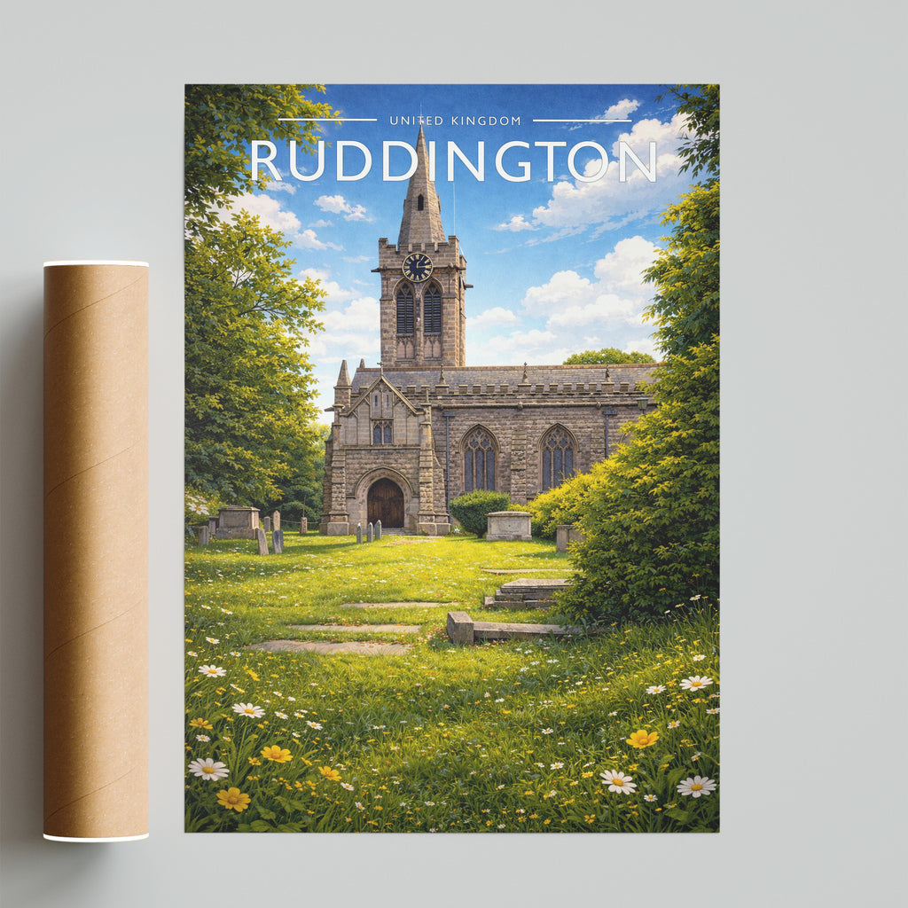 Ruddington Travel Poster - fine art print with shipping tube