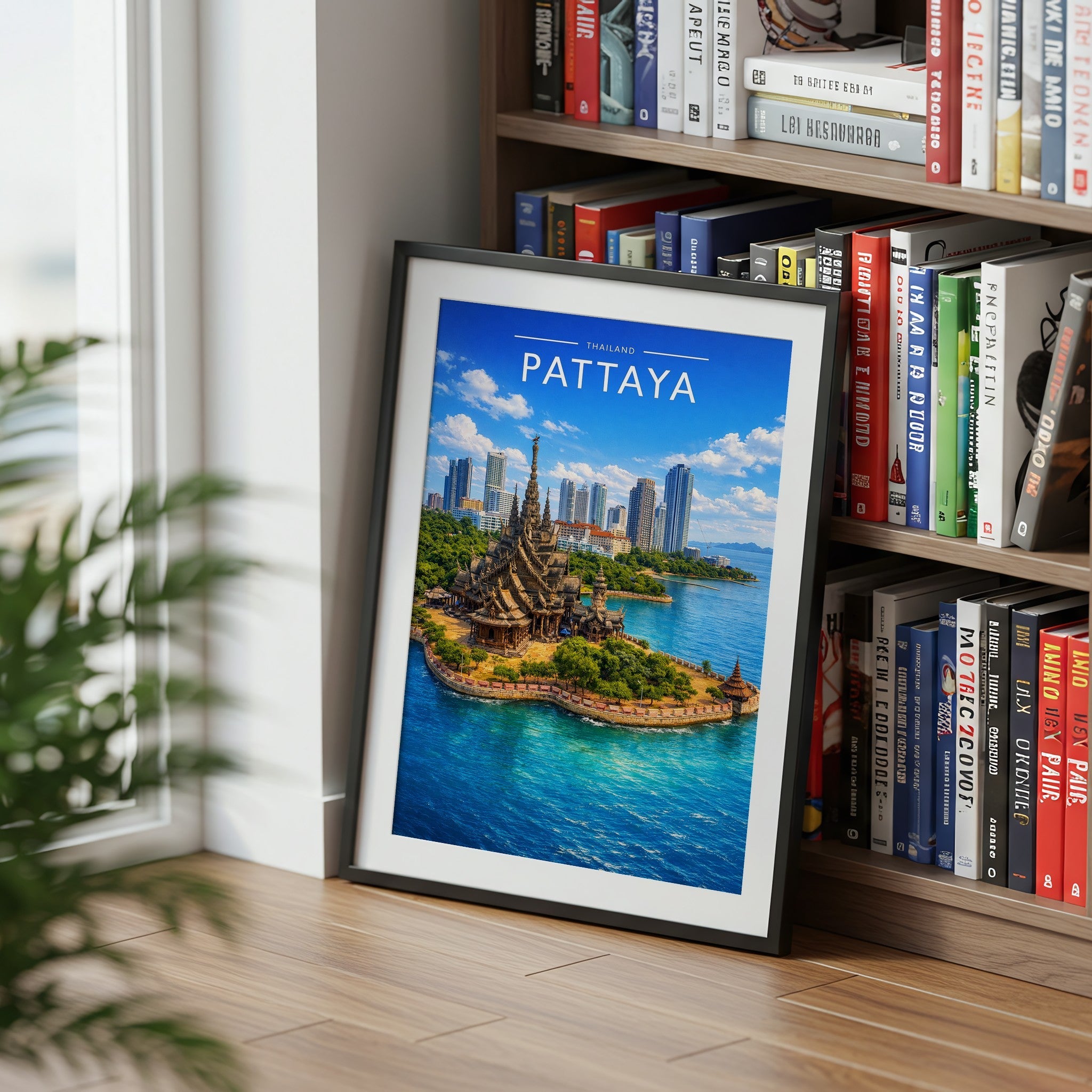 Pattaya Travel Poster mounted in a black frame