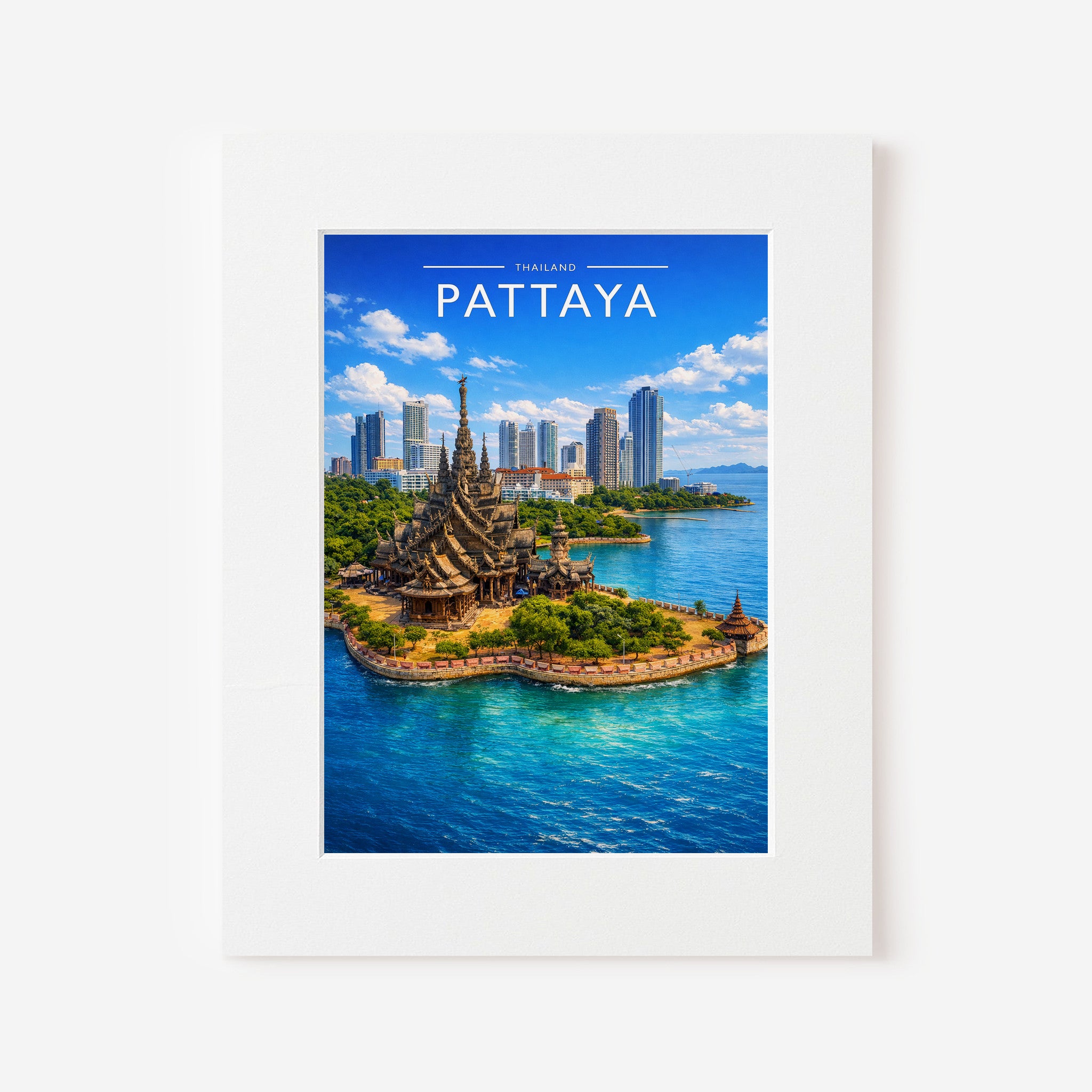 Pattaya Travel Poster in a white mount