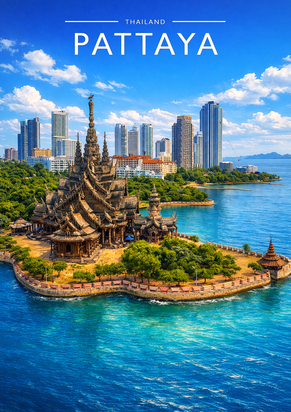 Pattaya Travel Poster - A4 travel poster print