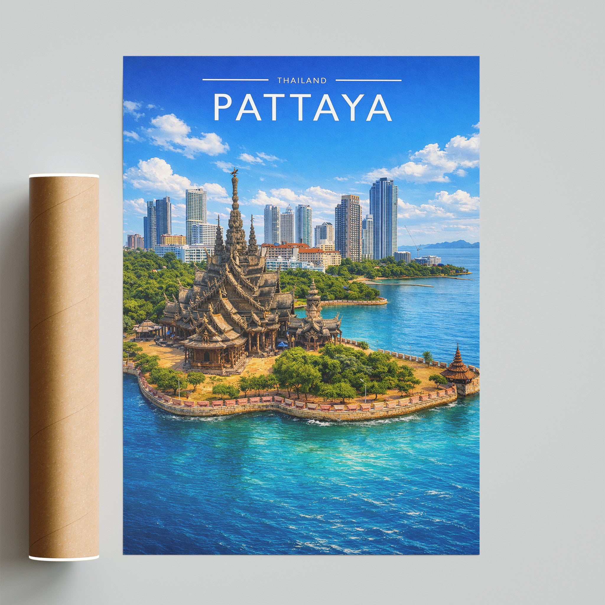 Pattaya Travel Poster - fine art print with shipping tube