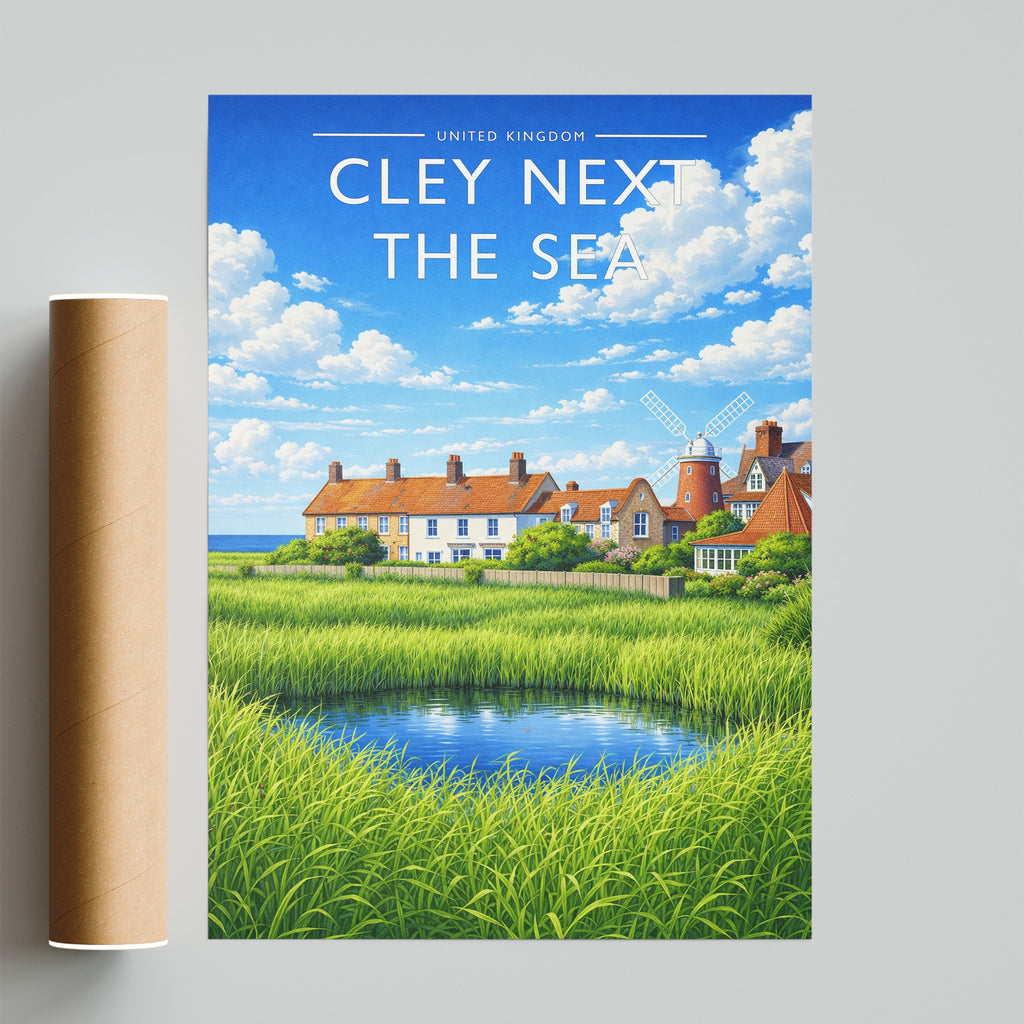 Cley next the Sea Travel Poster - fine art print with shipping tube