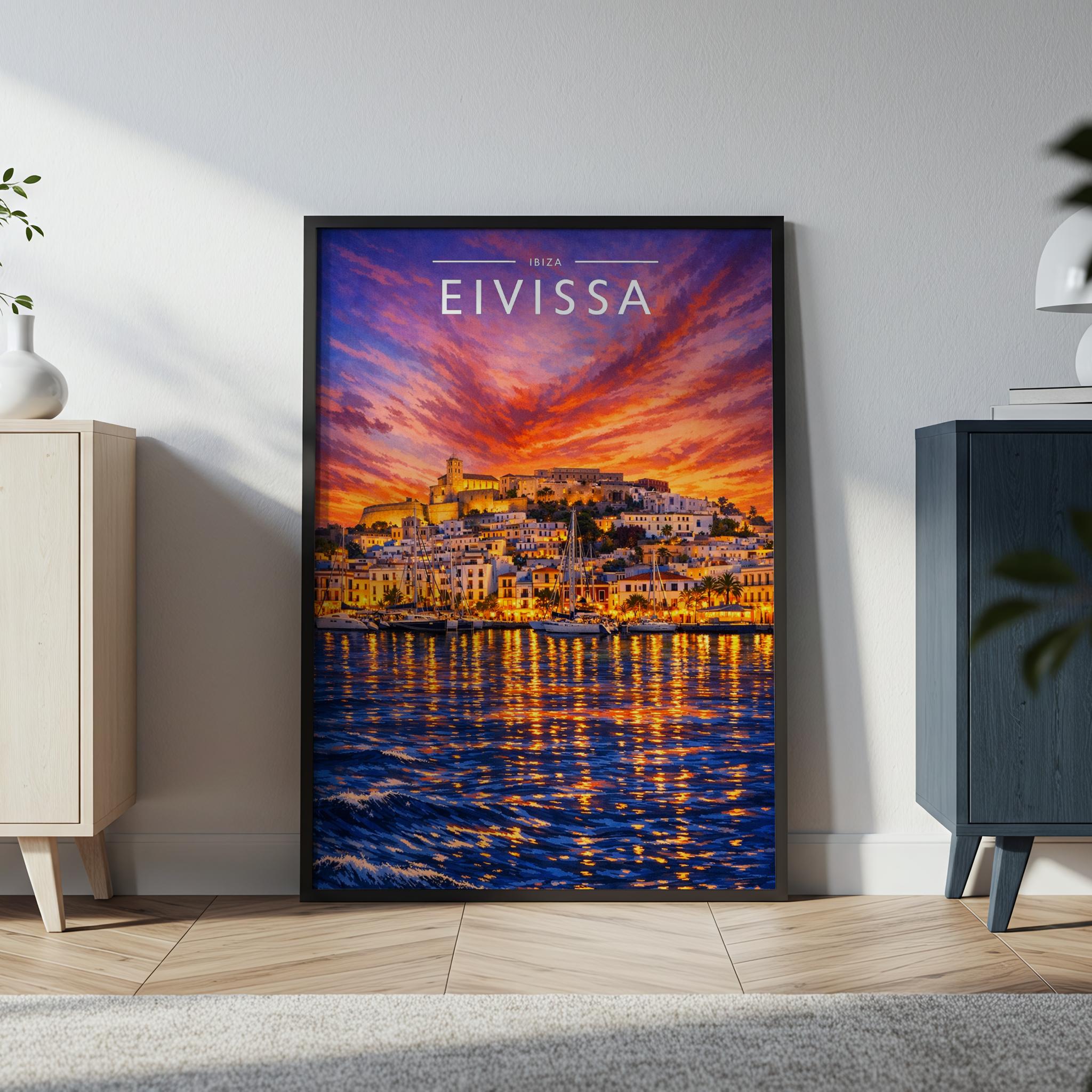 Eivissa #3 Travel Poster in a black frame