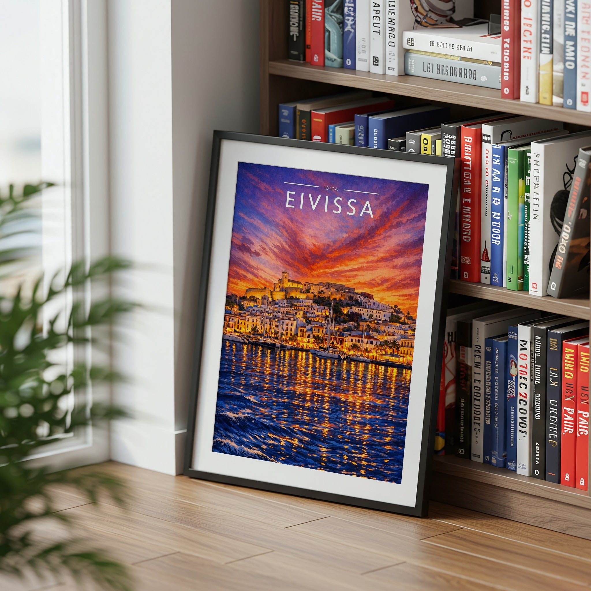Eivissa #3 Travel Poster mounted in a black frame