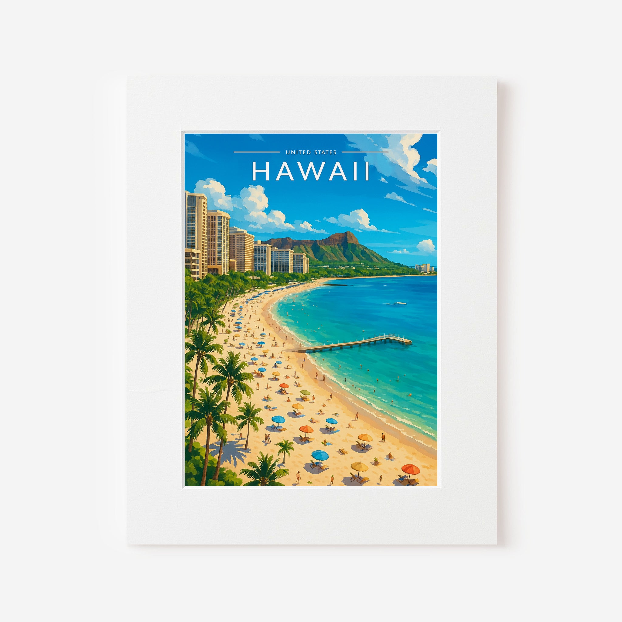 Hawaii Travel Poster in a white mount
