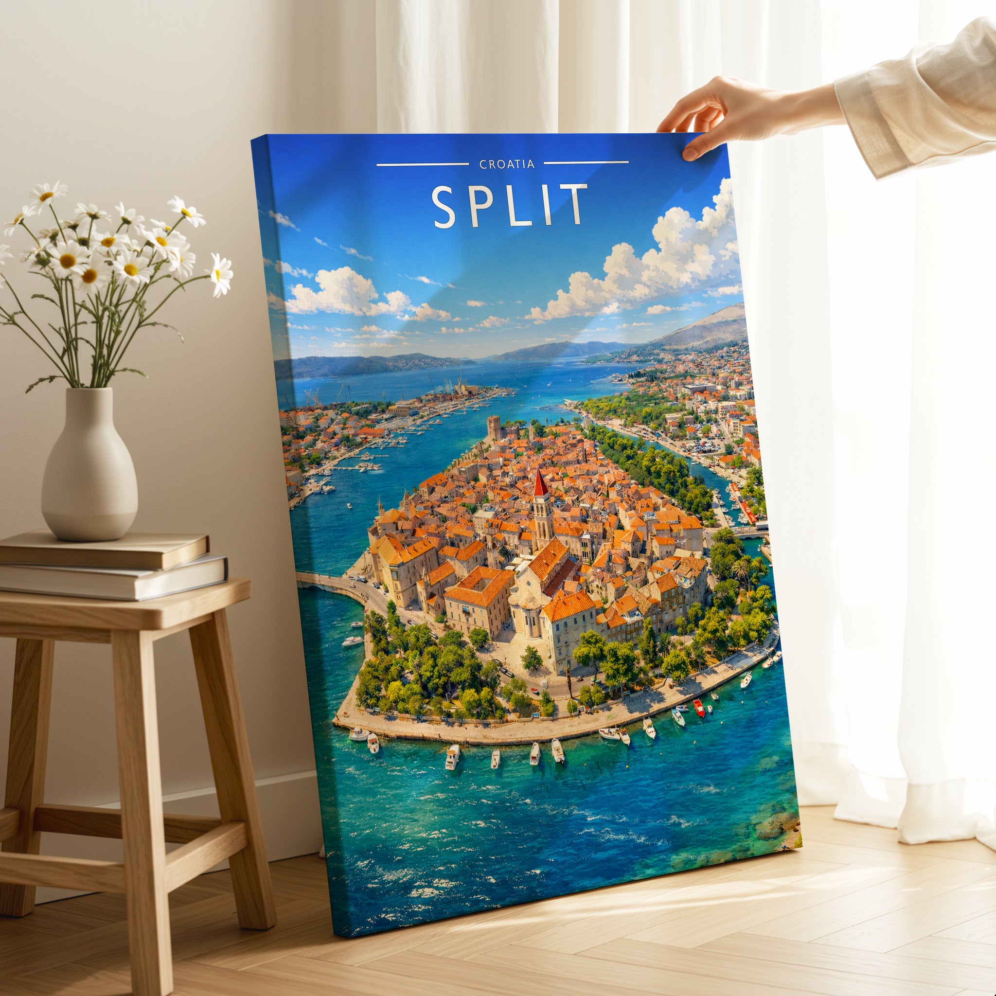 Split Travel Poster as a gallery-wrapped canvas