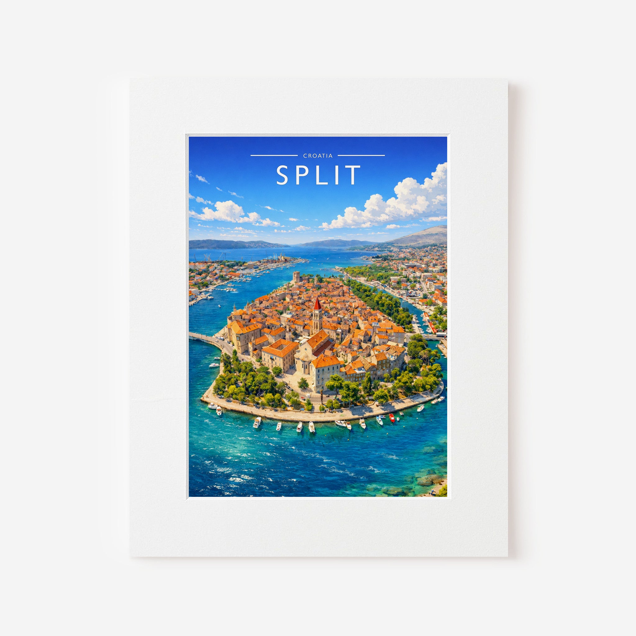 Split Travel Poster in a white mount