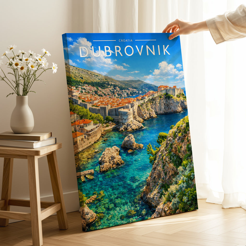 Dubrovnik Travel Poster as a gallery-wrapped canvas