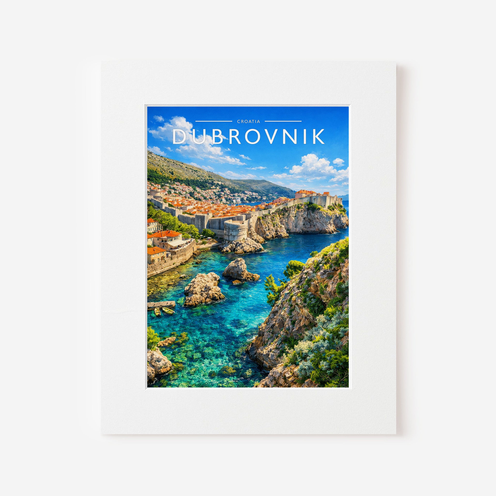 Dubrovnik Travel Poster in a white mount
