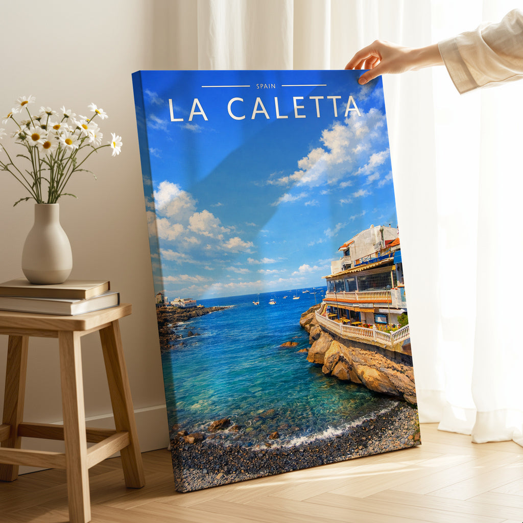 La Caletta Travel Poster as a gallery-wrapped canvas