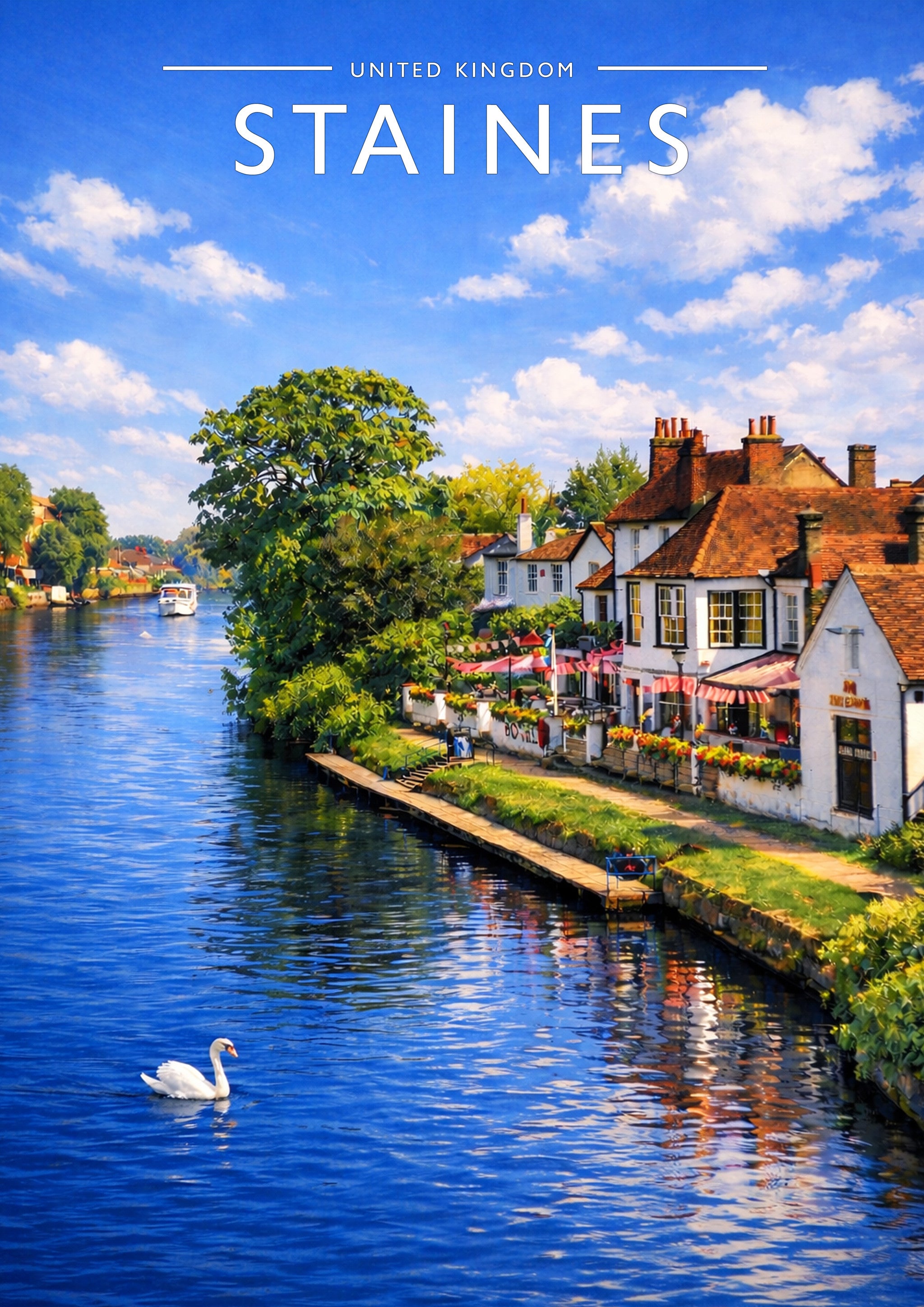 Staines Travel Poster - A4 travel poster print