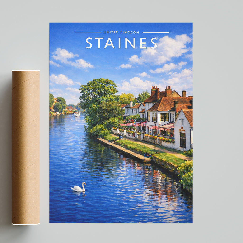 Staines Travel Poster - fine art print with shipping tube