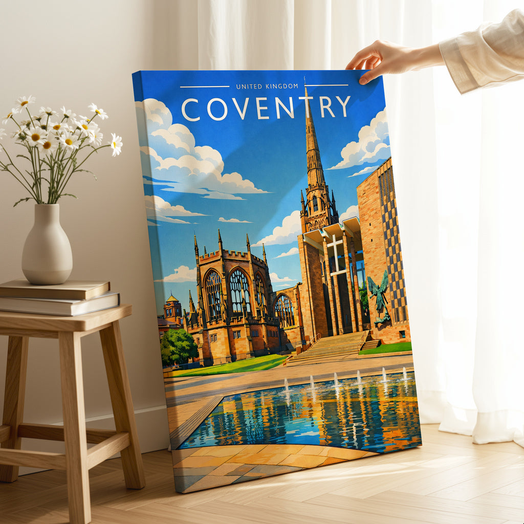 Coventry Travel Poster as a gallery-wrapped canvas