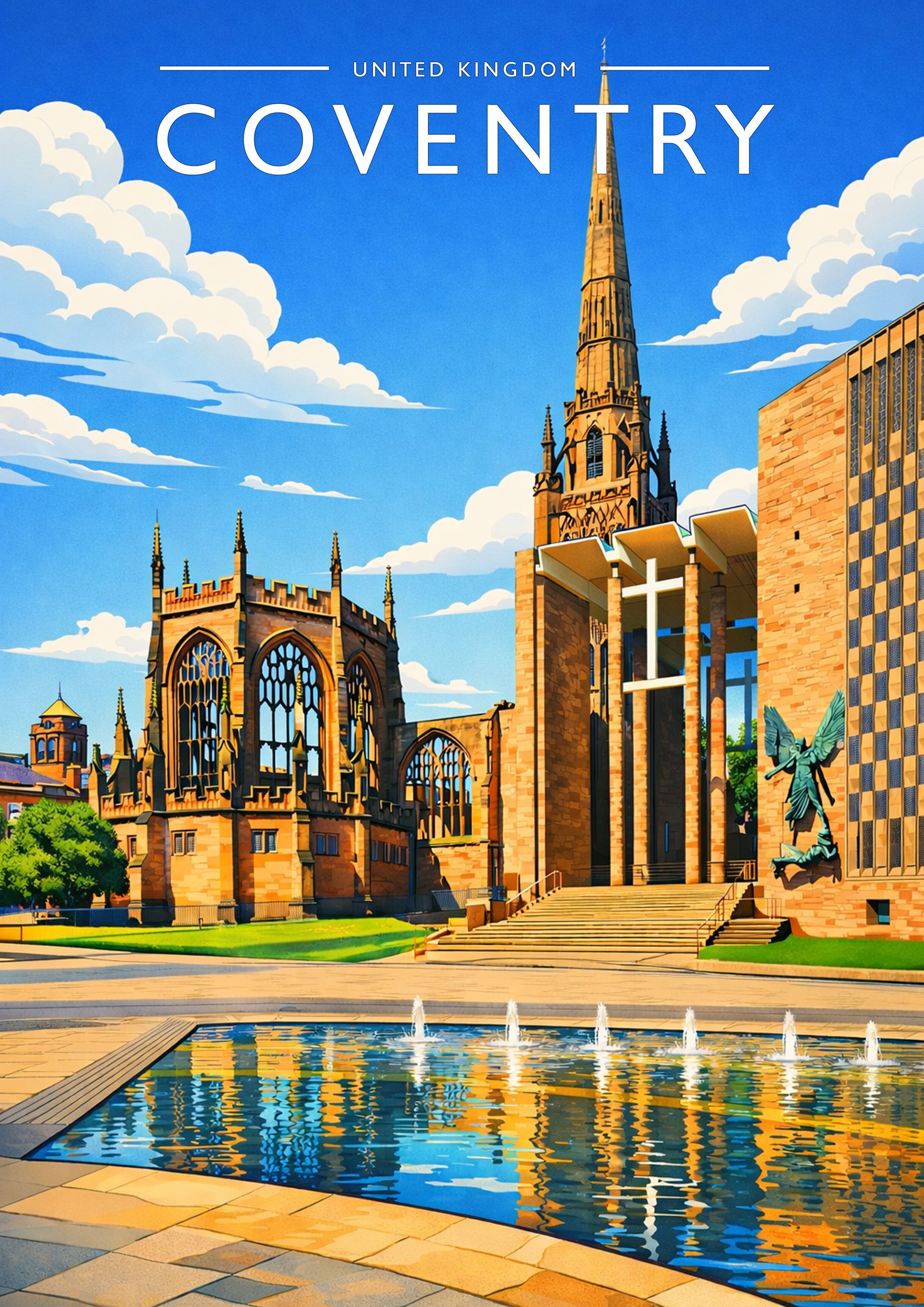 Coventry Travel Poster - A4 travel poster print