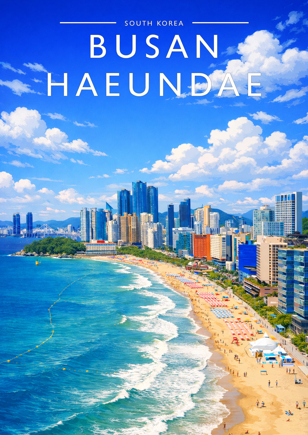 Busan Haeundae Travel Poster - A4 travel poster print