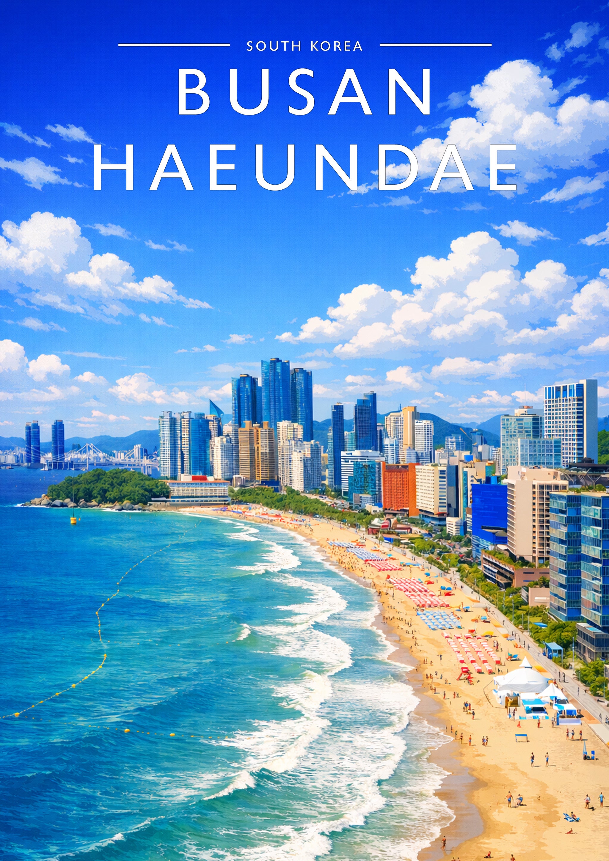 Busan Haeundae Travel Poster - A4 travel poster print