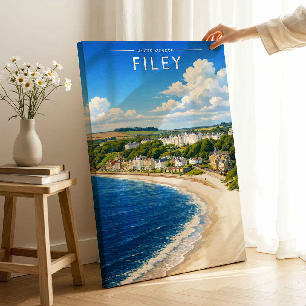 Filey Travel Poster as a gallery-wrapped canvas