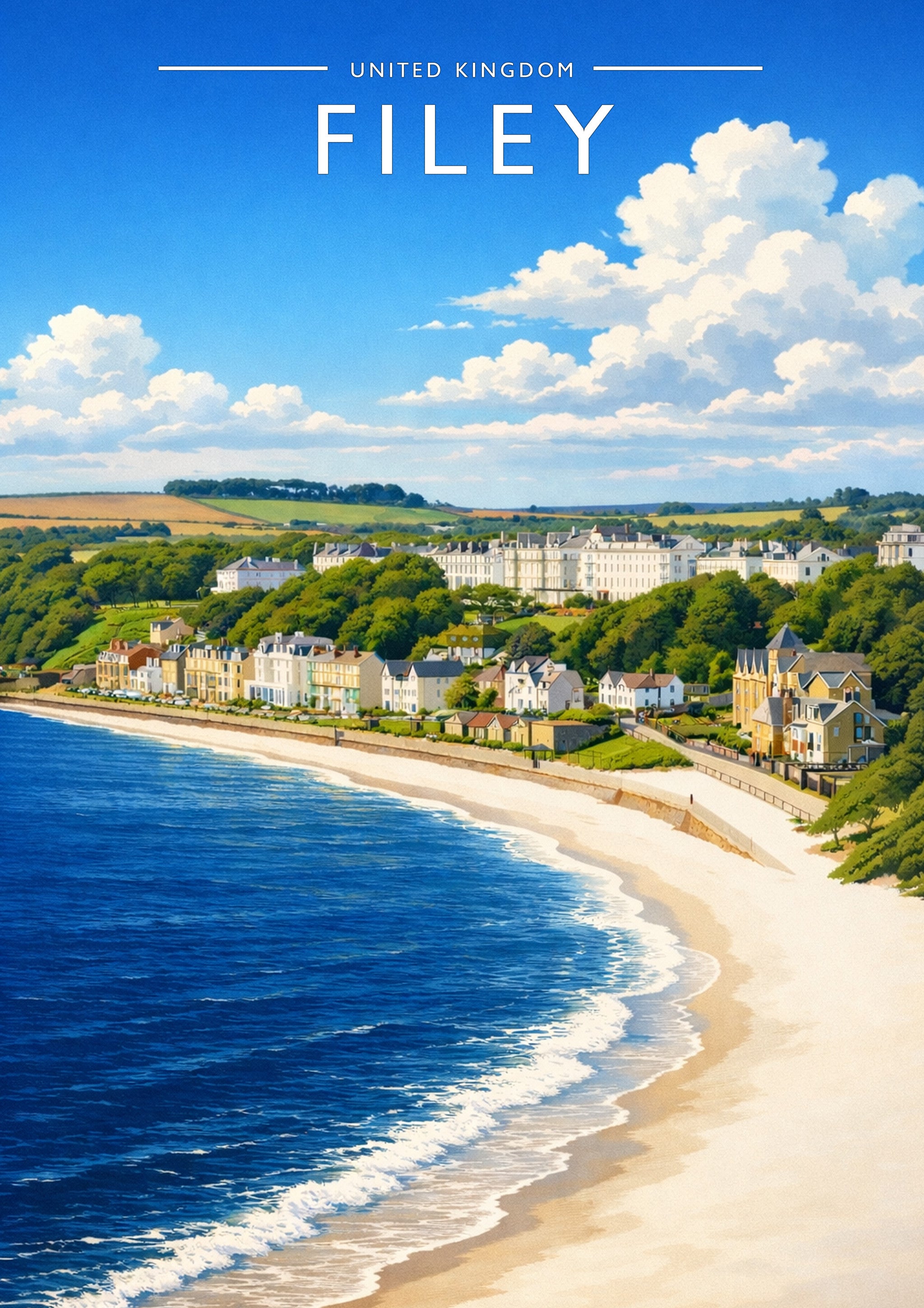 Filey Travel Poster - A4 travel poster print