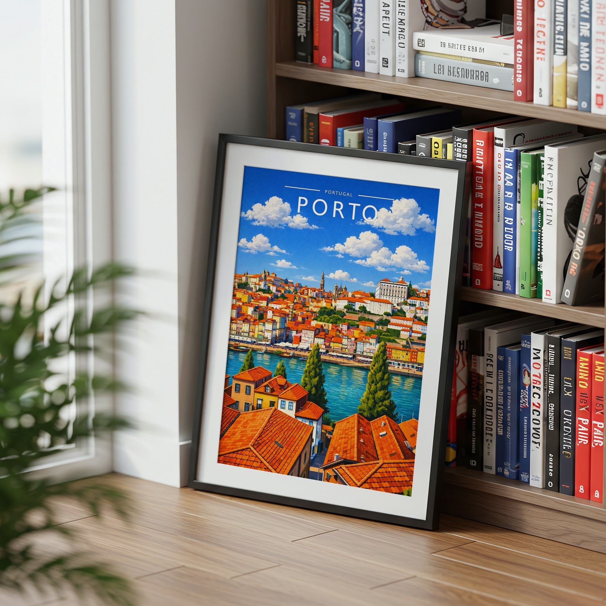 Porto Travel Poster mounted in a black frame