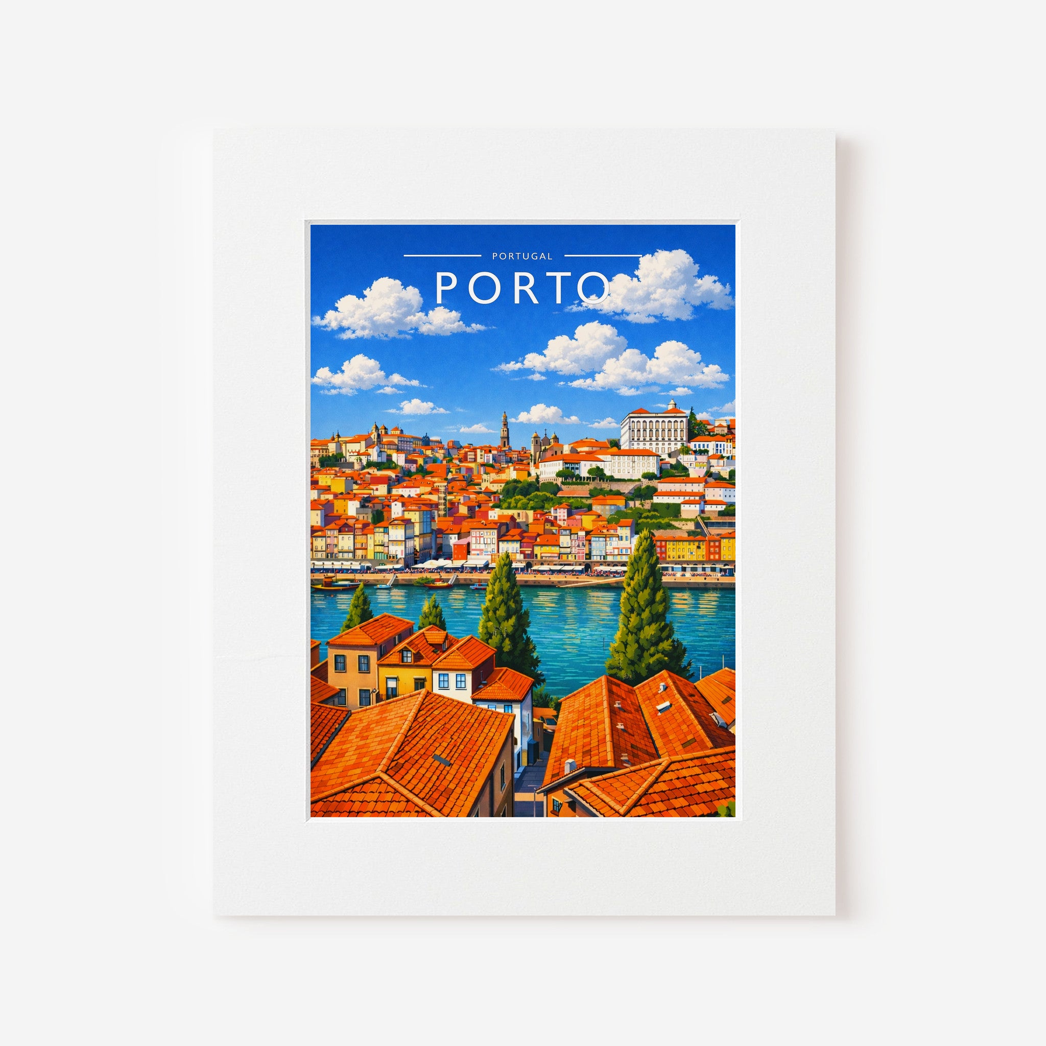 Porto Travel Poster in a white mount
