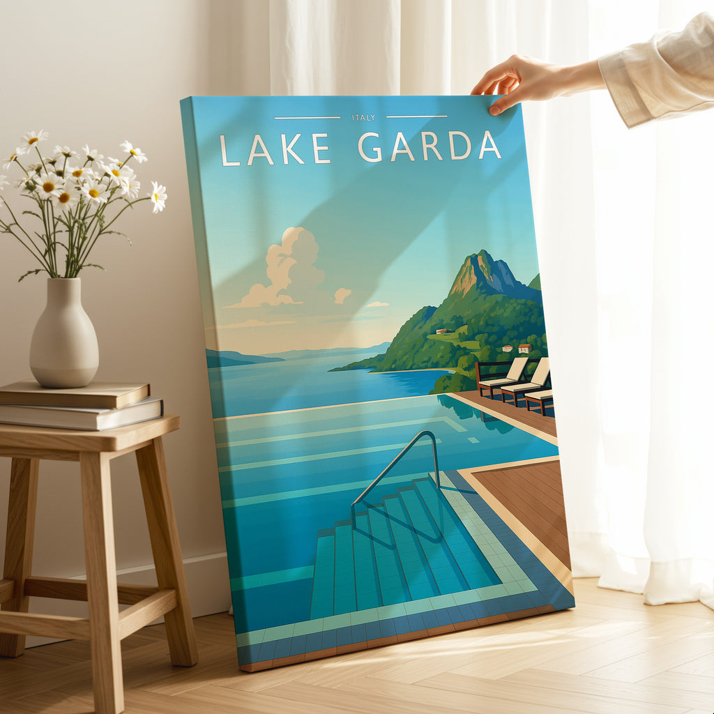 Lake Garda Travel Poster as a gallery-wrapped canvas
