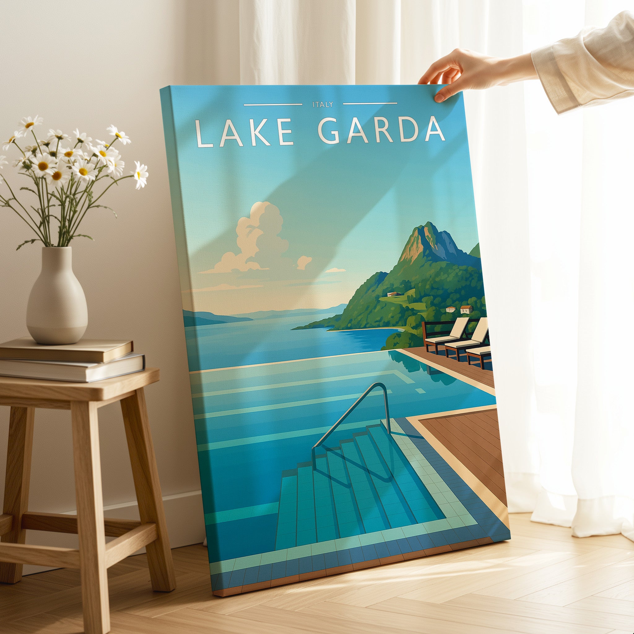 Lake Garda Travel Poster as a gallery-wrapped canvas
