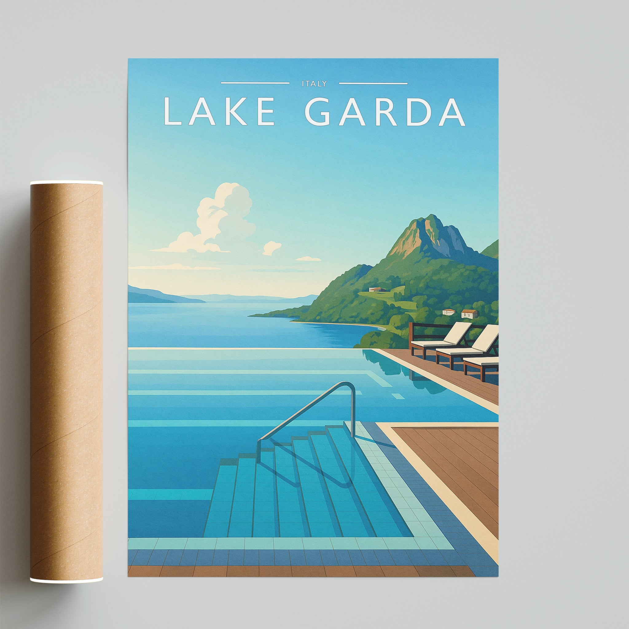 Lake Garda Travel Poster - fine art print with shipping tube