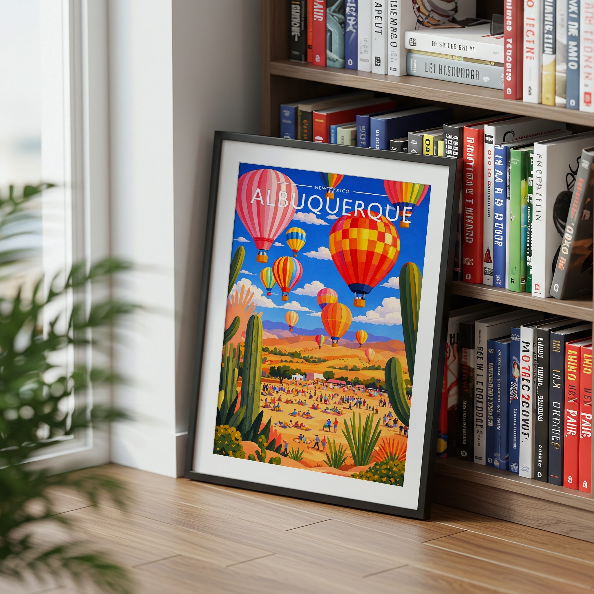 Albuquerque Travel Poster mounted in a black frame